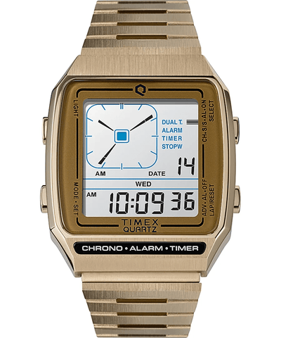 Timex Q Timex Reissue Digital LCA 32.5mm Gold-Tone Men's Watch TW2U72500