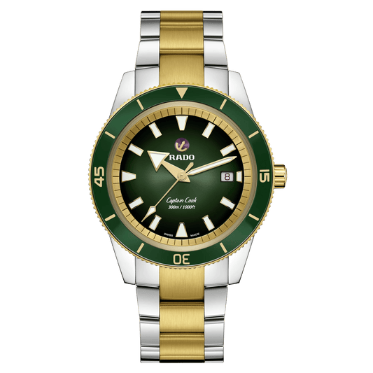 RADO Captain Cook Automatic 42mm Yellow Gold-Green Men's Watch R32138303