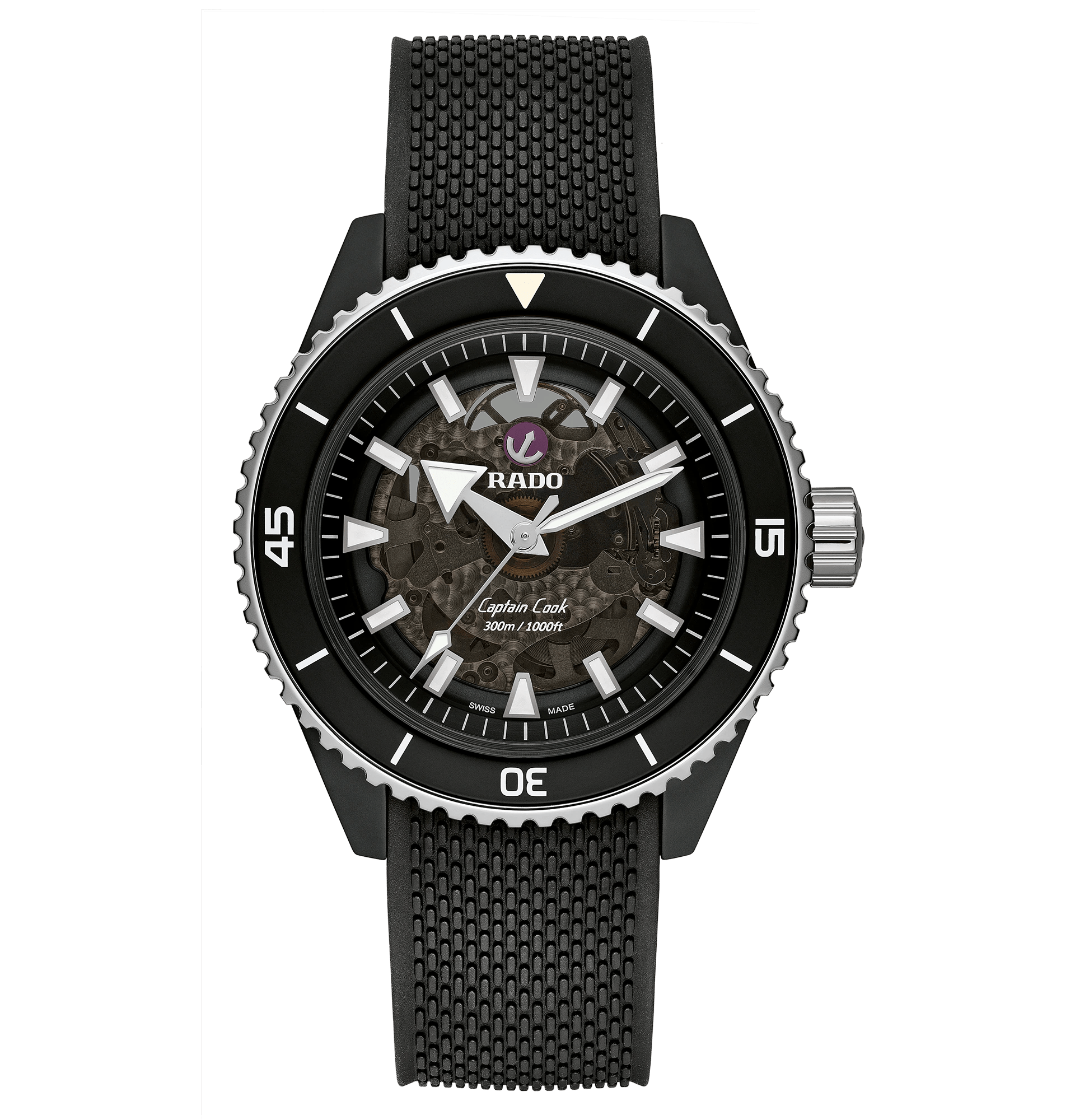 RADO Captain Cook High-Tech Ceramic 43mm Black Rubber Strap Men's Watch R32127156