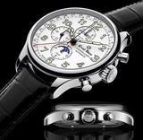 Ernst Benz GC10312 Men's Automatic Watch 47mm ChronoLunar White Dial Black Matte Leather Strap Swiss Made