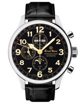 Ernst Benz Chronolunar Officer 47mm Black Dial Gold Hands Men's Watch GC10383