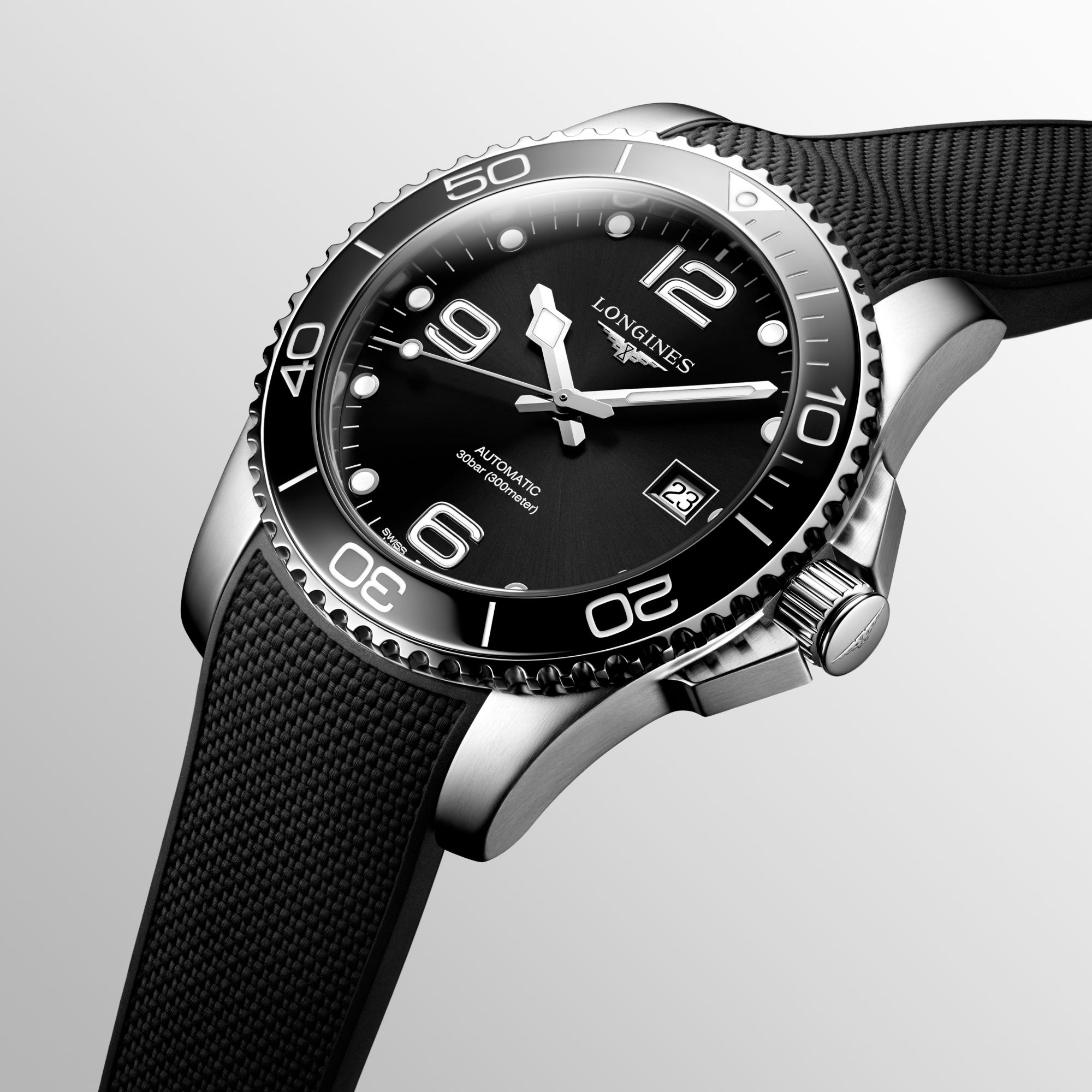 Longines HydroConquest 41mm Black Dial Rubber Strap Men's Watch L37814569