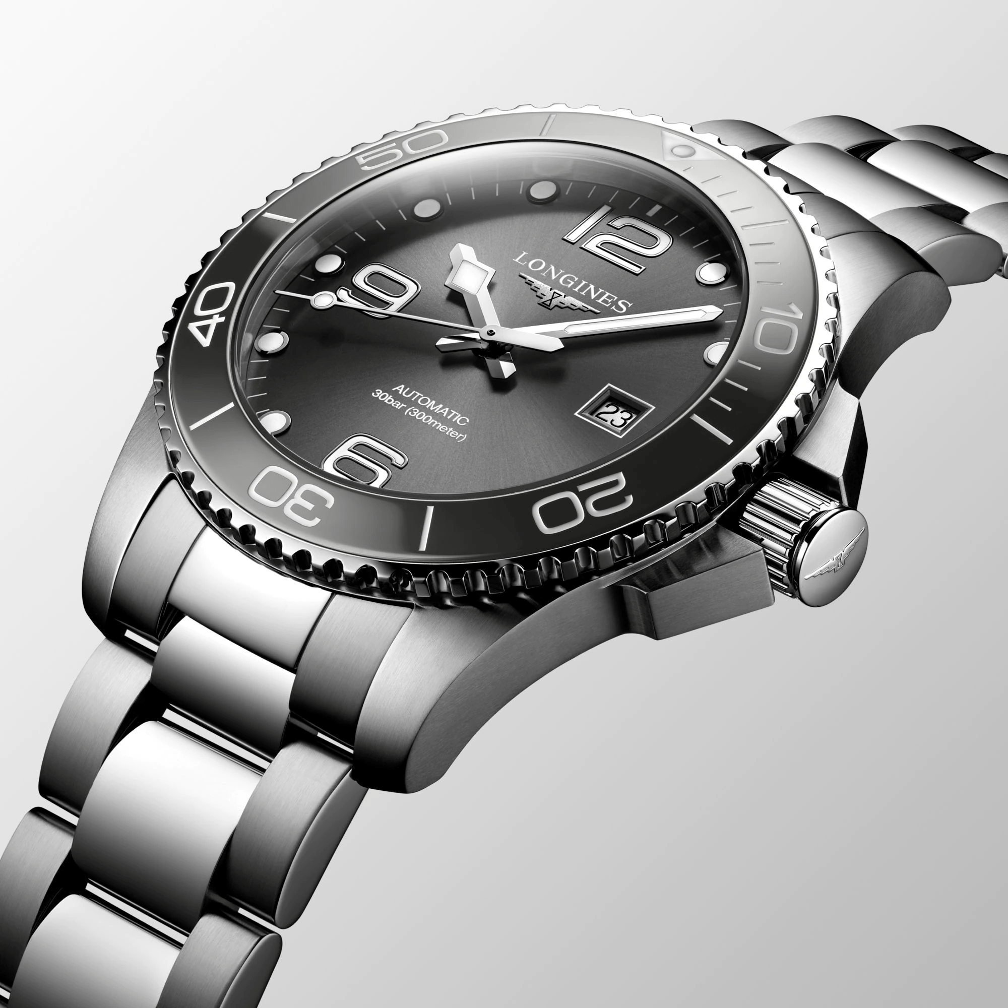 Longines HydroConquest 43mm Sunray Grey Stainless Steel Men's Watch L37824766