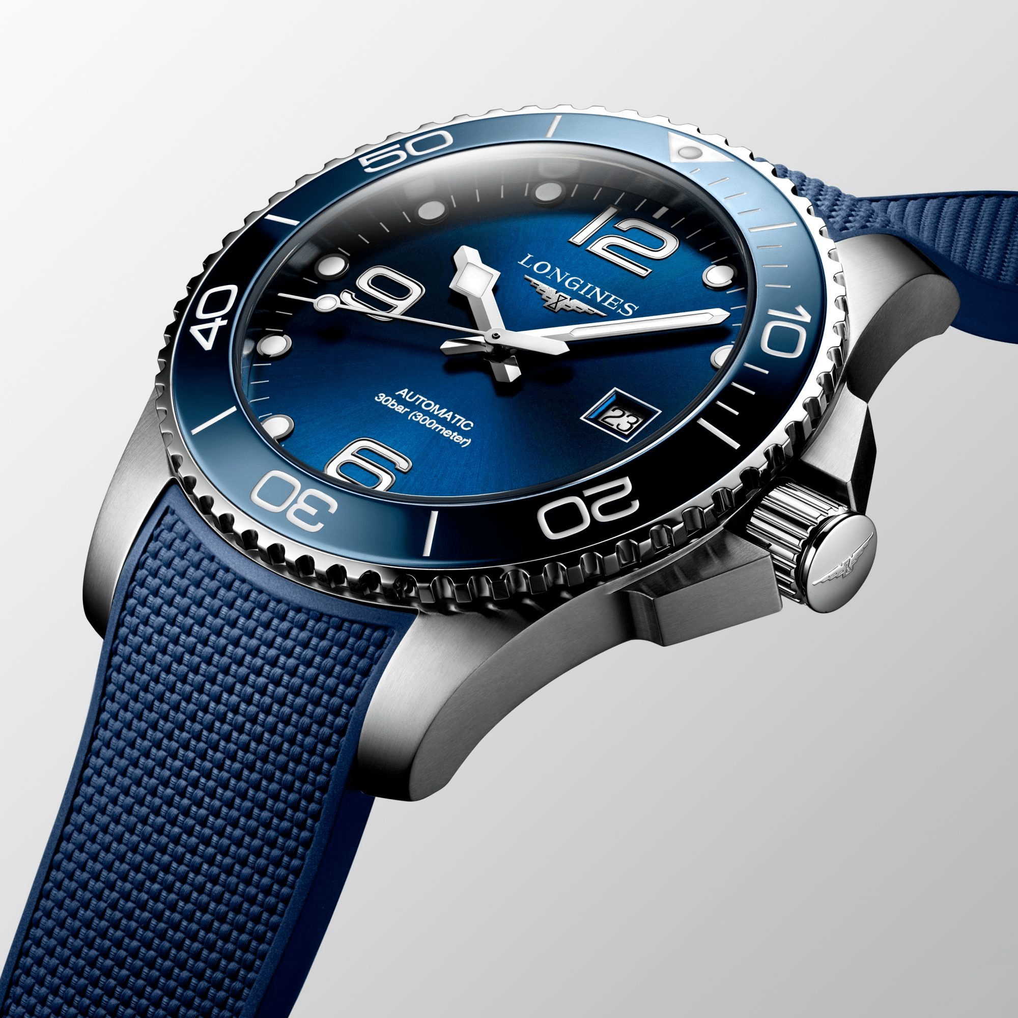 Longines HydroConquest 43mm Blue Rubber Strap Men's Watch L37824969