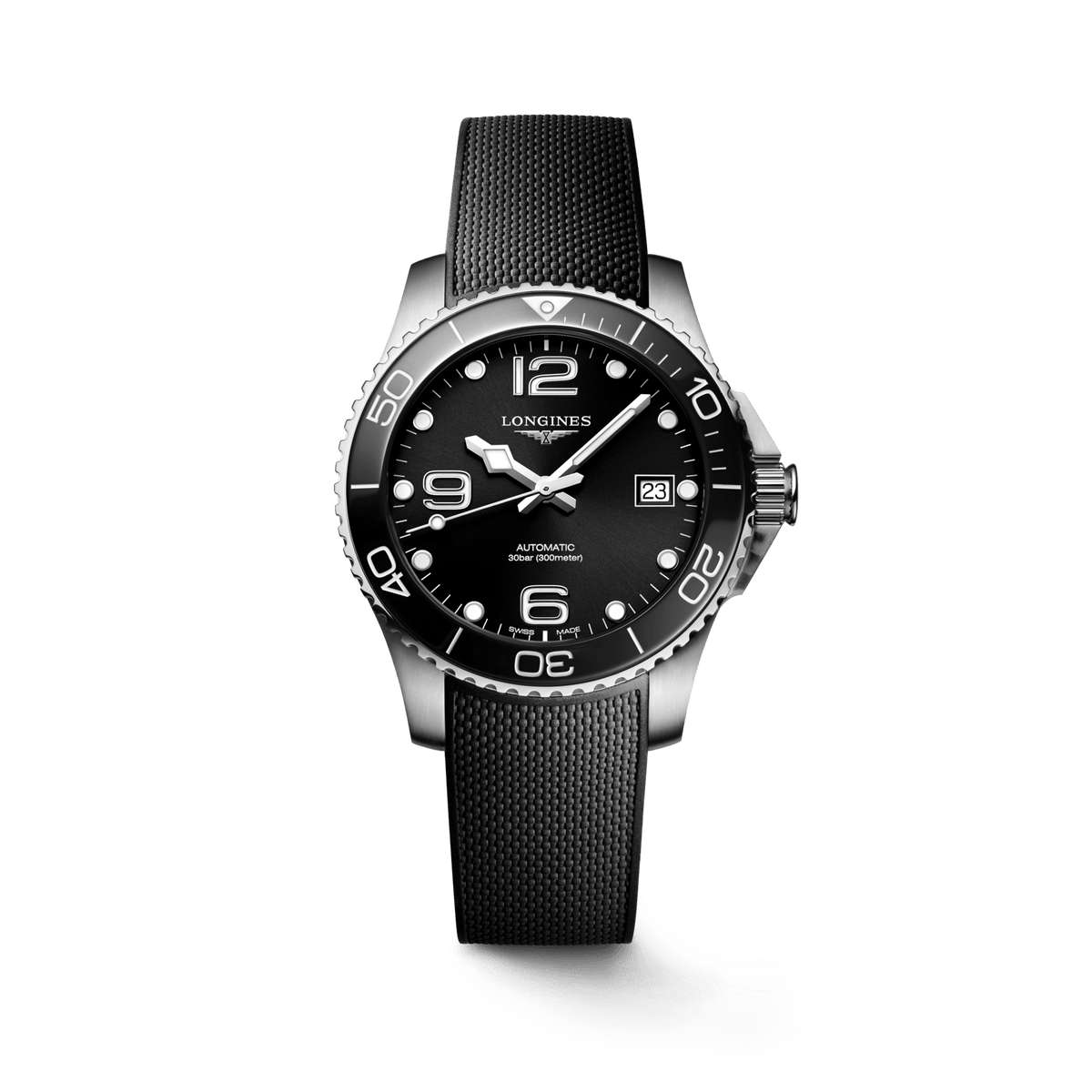 Longines HydroConquest 39mm Black Dial Rubber Strap Men's Watch L37804569