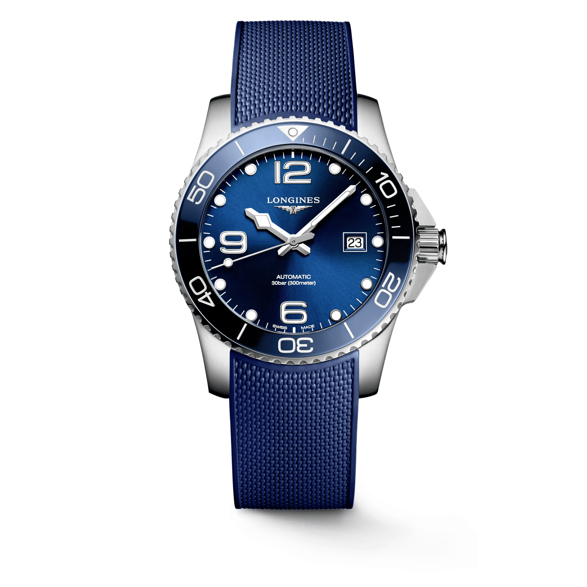 Longines HydroConquest 41mm Blue Rubber Strap Men's Watch L37814969