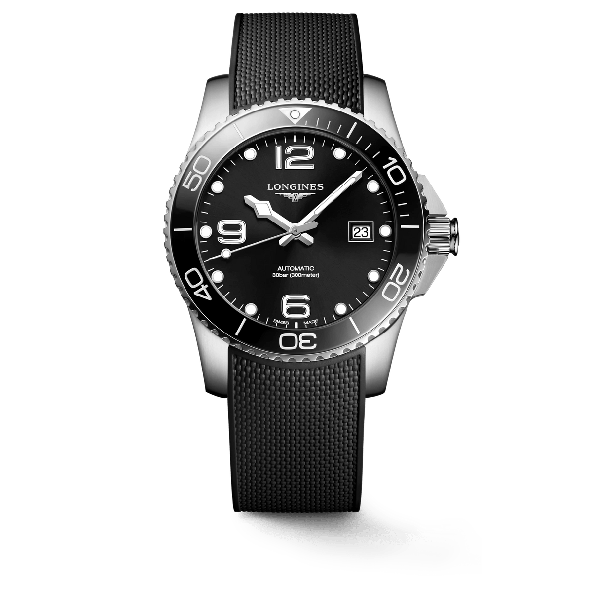 Longines HydroConquest 41mm Black Dial Rubber Strap Men's Watch L37814569