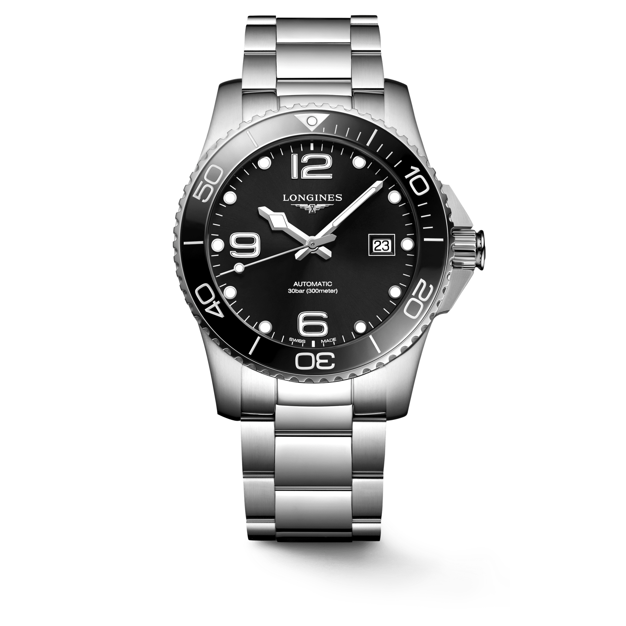 Longines HydroConquest 41mm Black Dial Steel Men's Watch L37814566 ...