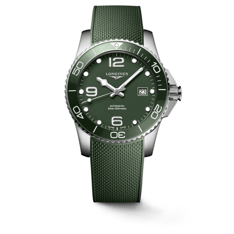 Longines HydroConquest 41mm Green Matt Dial Rubber Strap Men's Watch L37814069