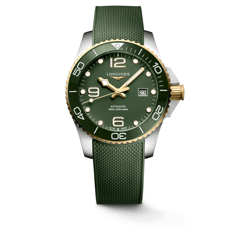 Longines HydroConquest 43mm Green-Gold Rubber Strap Men's Watch L37823069