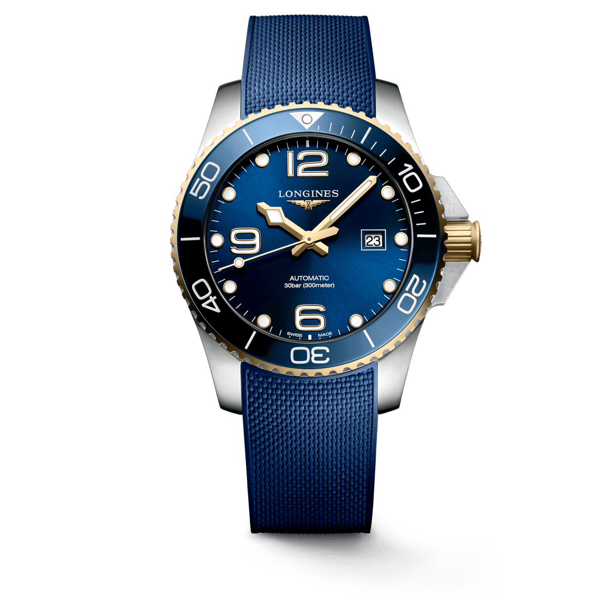 Longines HydroConquest 43mm Blue-Gold Rubber Strap Men's Watch L37823969