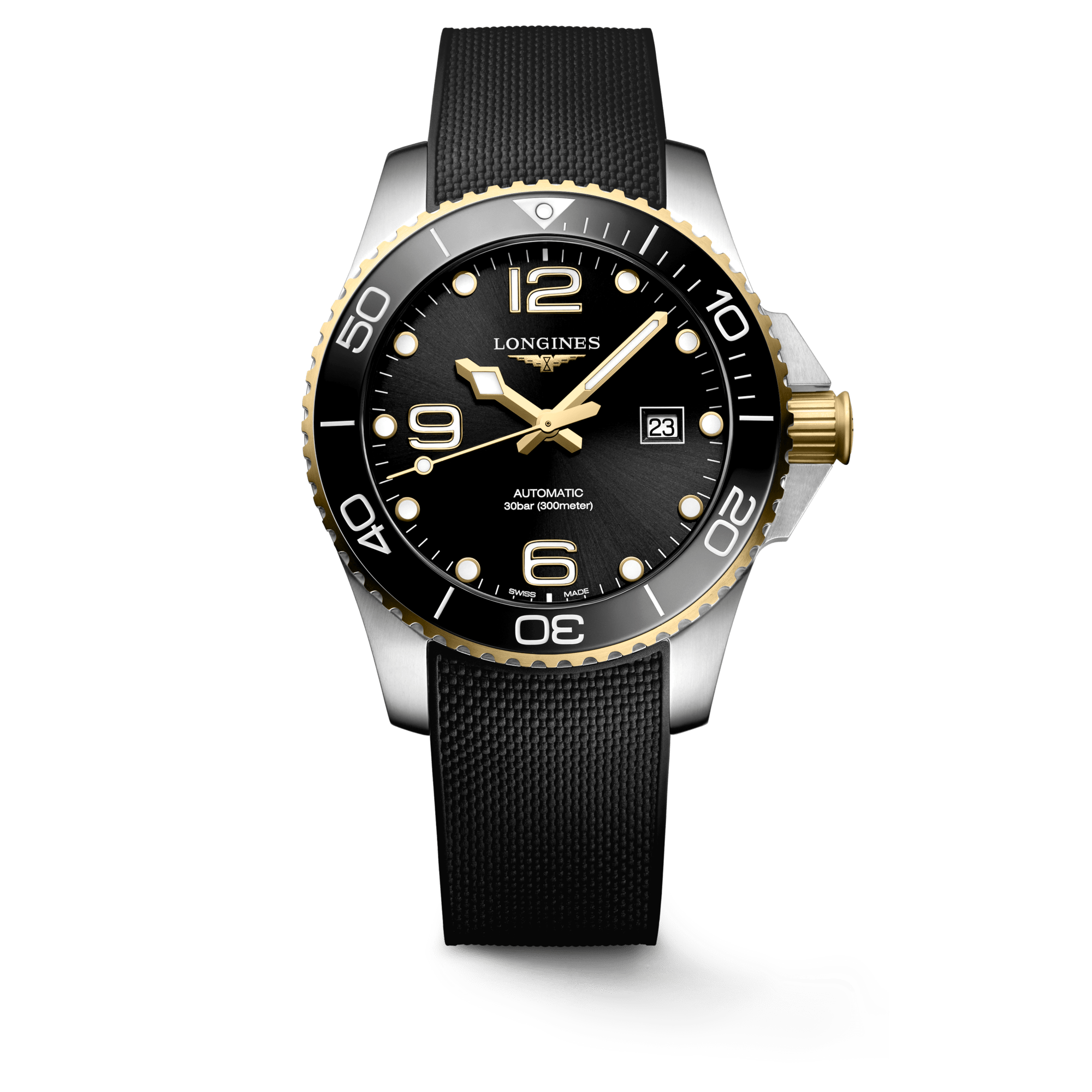 Longines HydroConquest 43mm Black-Gold Rubber Strap Men's Watch L37823569