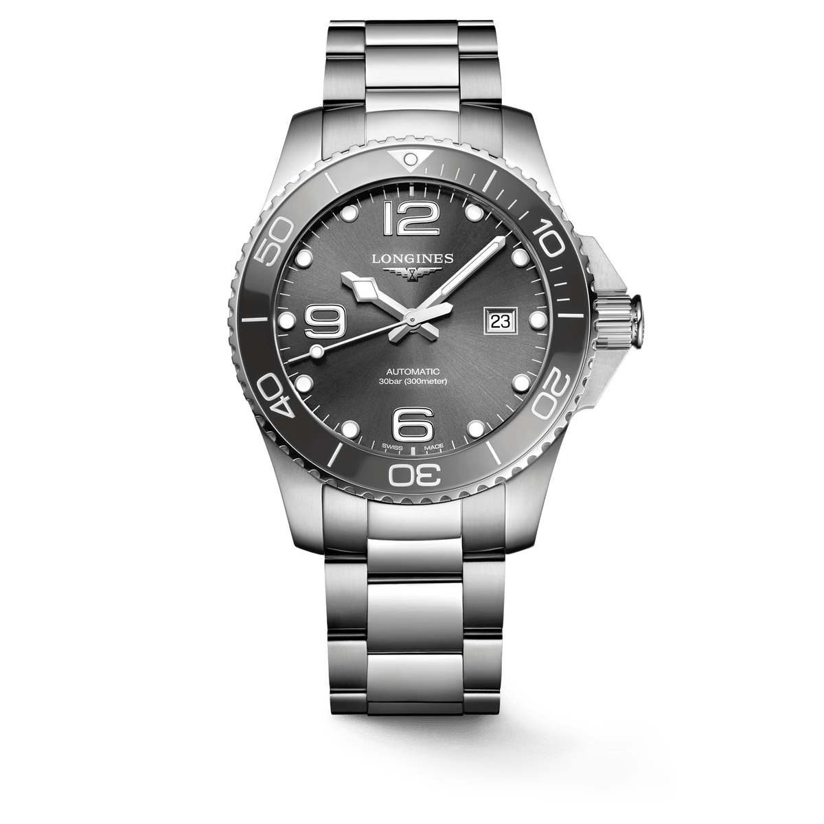Longines HydroConquest 43mm Sunray Grey Stainless Steel Men's Watch L37824766