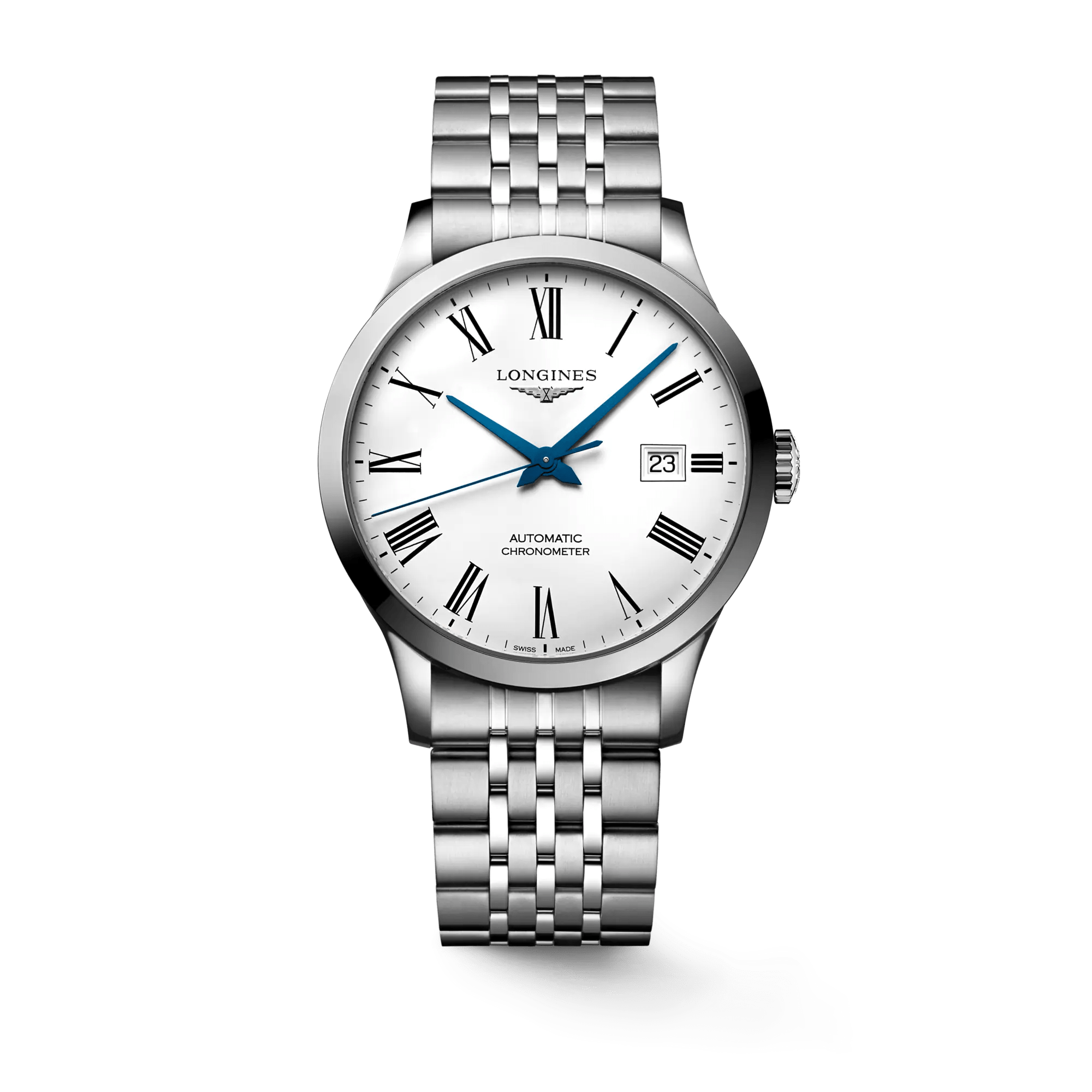 Longines Record 40mm Chronometer White Dial Steel Men's Watch L2821411 ...