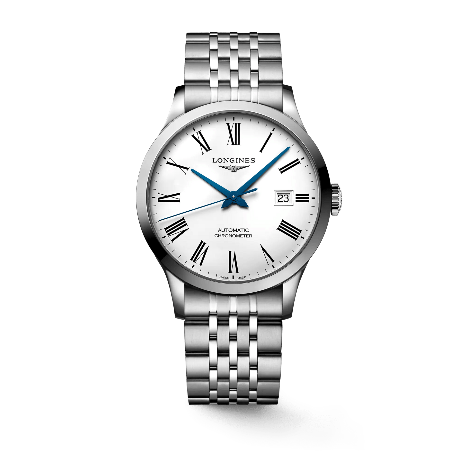 Longines Record 40mm Chronometer White Dial Steel Men's Watch