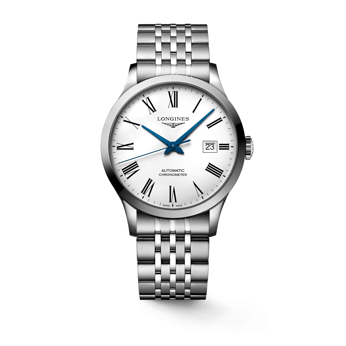 Longines Record 40mm Chronometer White Dial Steel Men's Watch L28214116