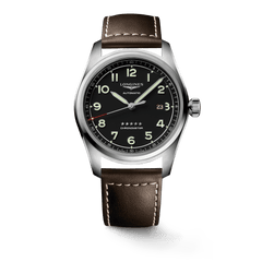 Longines Spirit 42mm Chronometer Black Dial Leather Strap Men's Watch ...