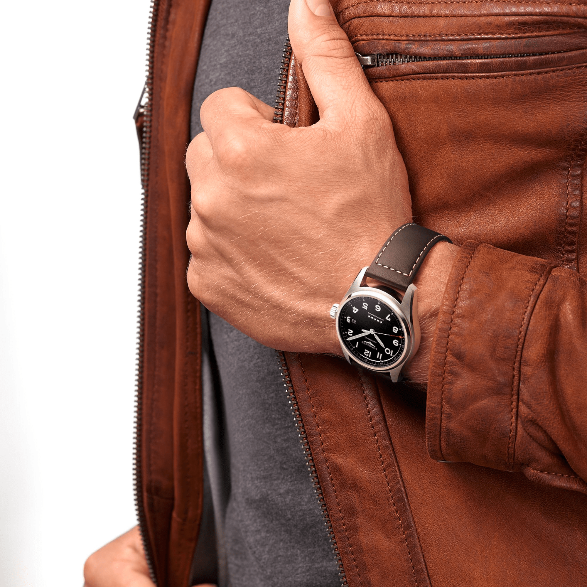 Longines Spirit 42mm Chronometer Black Dial Leather Strap Men's Watch L38114530