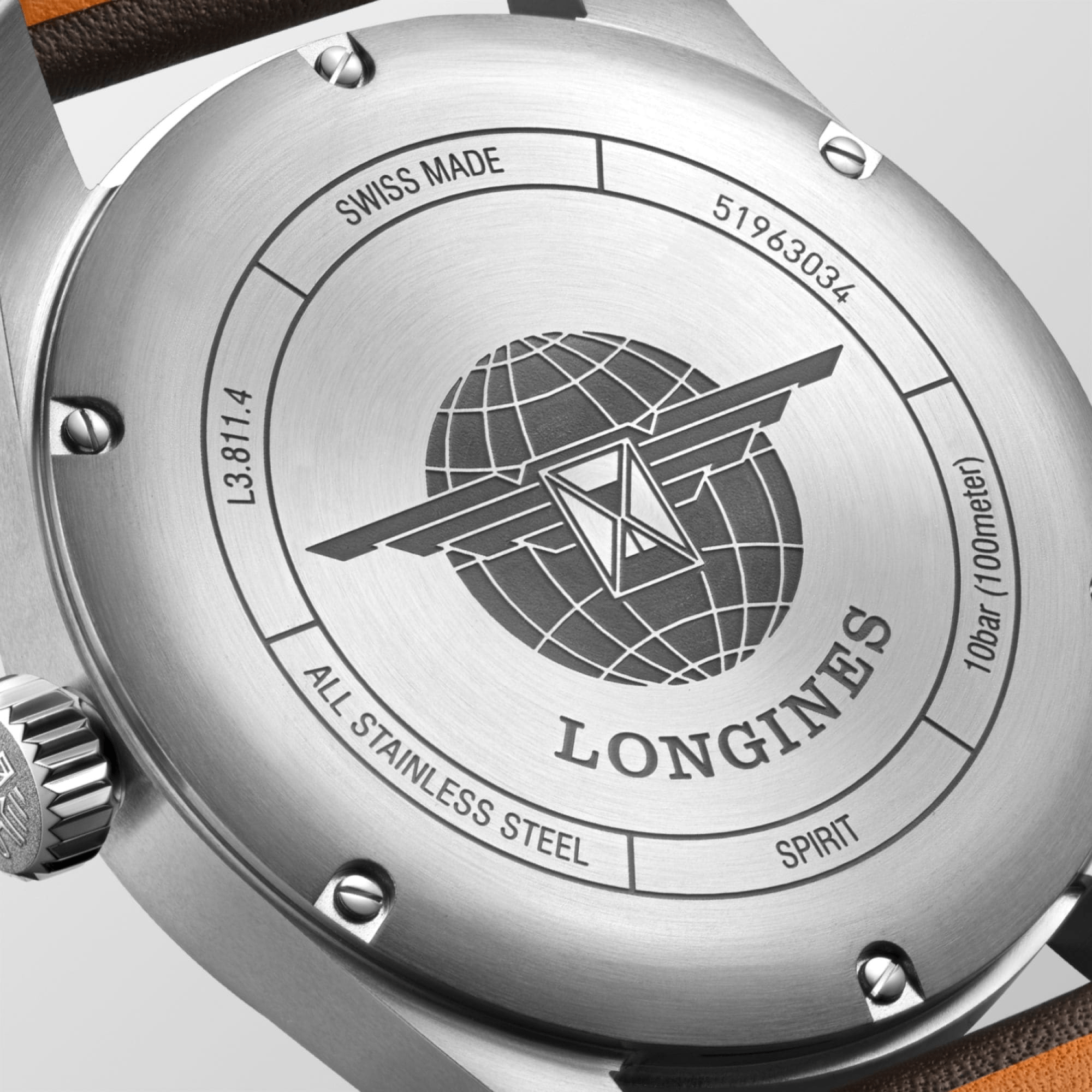 Longines Spirit 42mm Chronometer Black Dial Leather Strap Men's Watch L38114530