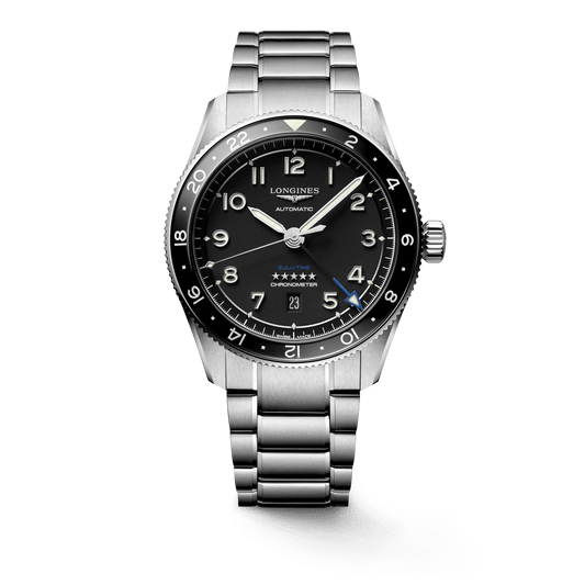 Longines Spirit Zulu Time Black Dial Stainless Steel GMT Men's Watch L38124536