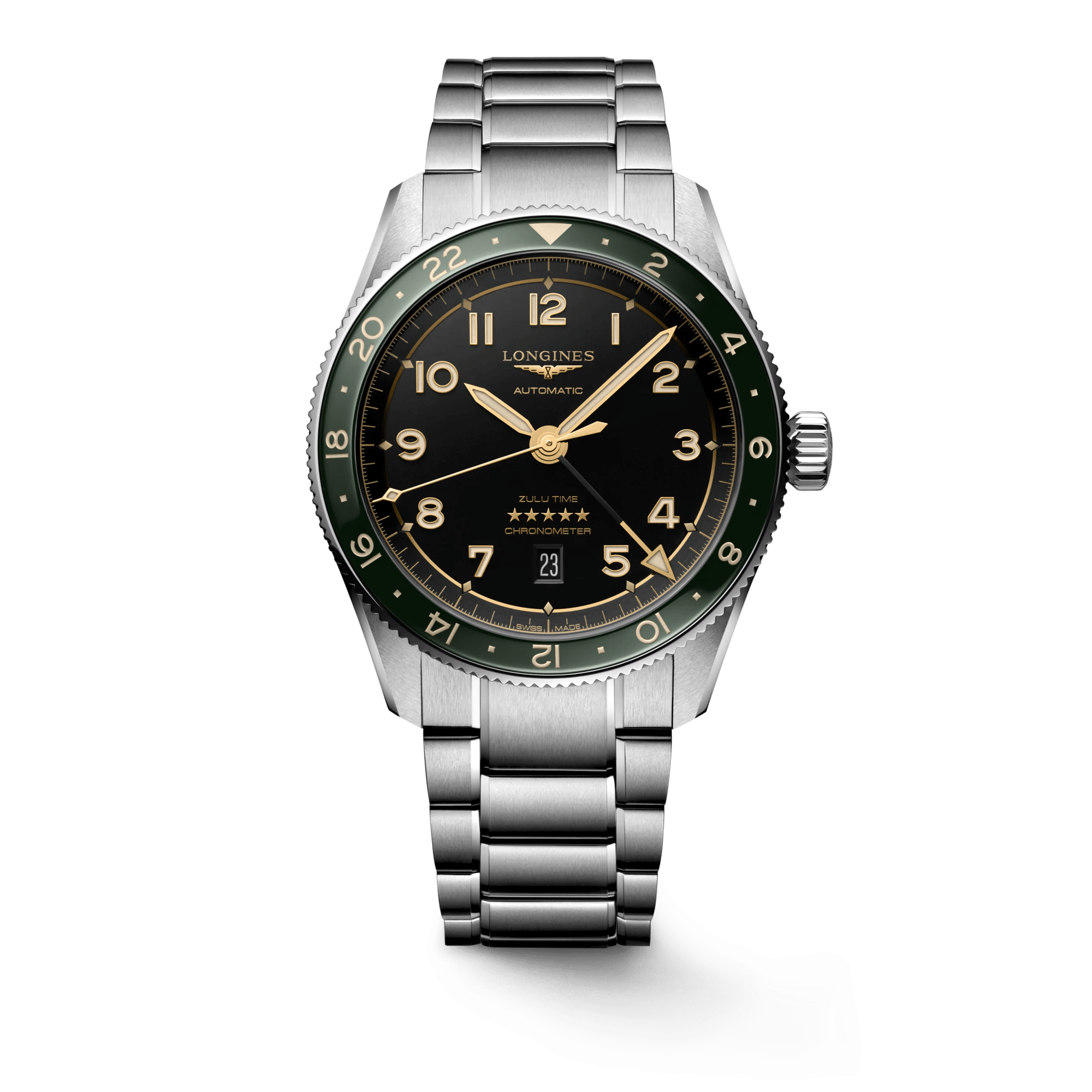 Longines Spirit Zulu Time 42mm Black Dial GMT Steel Men's Watch L38124636