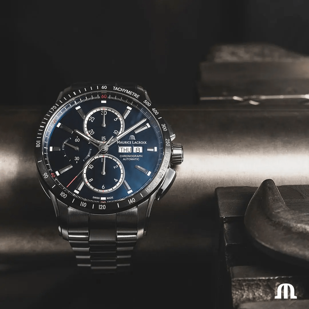 Chronograph Time – S Lacroix PONTOS Plus Dark Blue Watch Men\'s Machine Dial 43mm Maurice