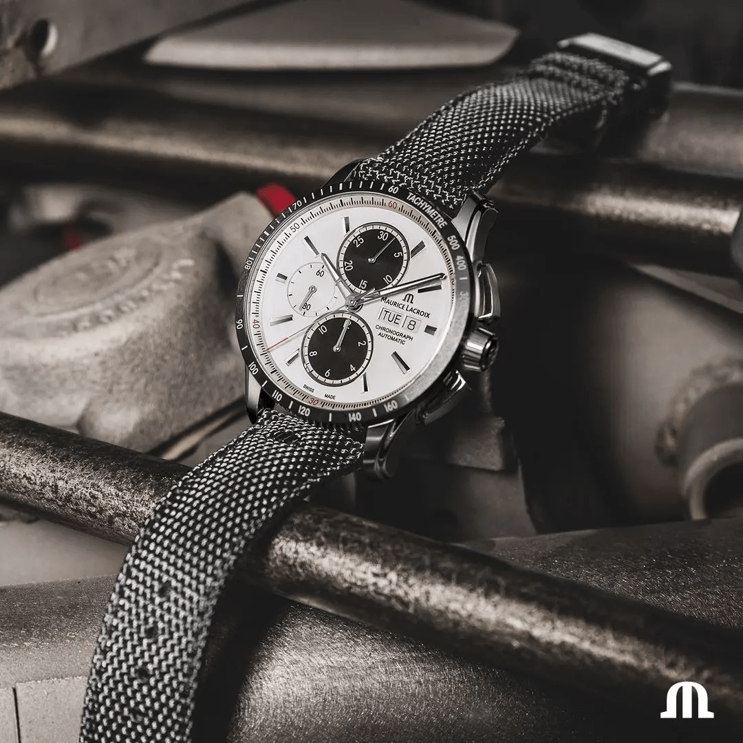 Maurice Lacroix PONTOS S Chronograph 43mm Silver White Dial Men's Watch –  Time Machine Plus
