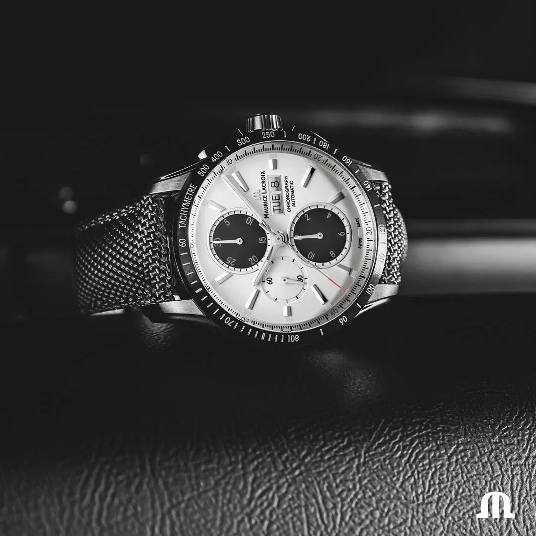 Maurice Lacroix PONTOS S Chronograph 43mm Silver White Dial Men's Watch –  Time Machine Plus