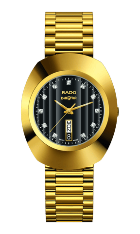 RADO The Original Quartz Black Dial Gold PVD Stainless Steel Men's Watch R12304313
