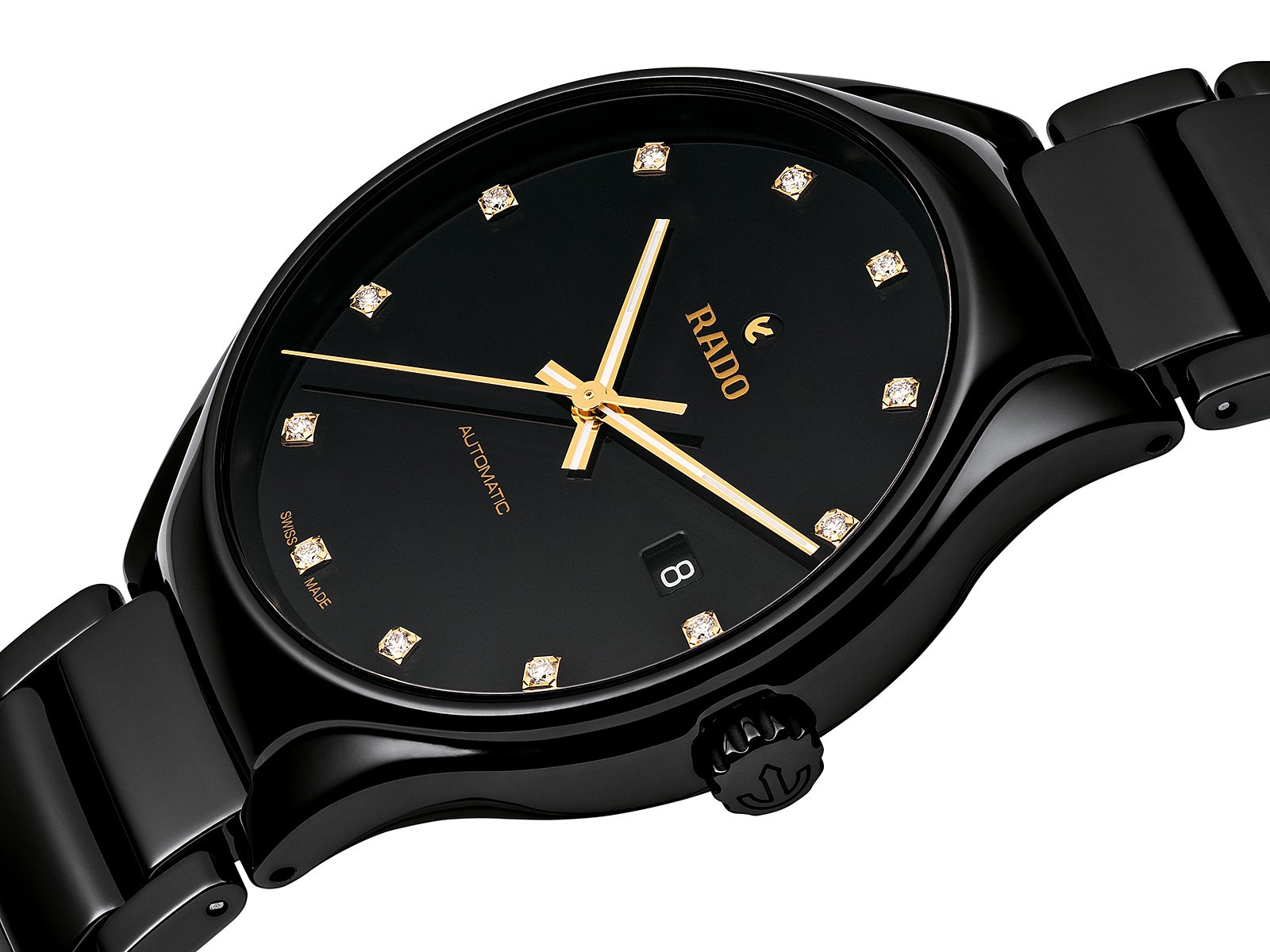 RADO True Automatic 12 Diamonds 40mm Black Ceramic Men's Watch R27056732
