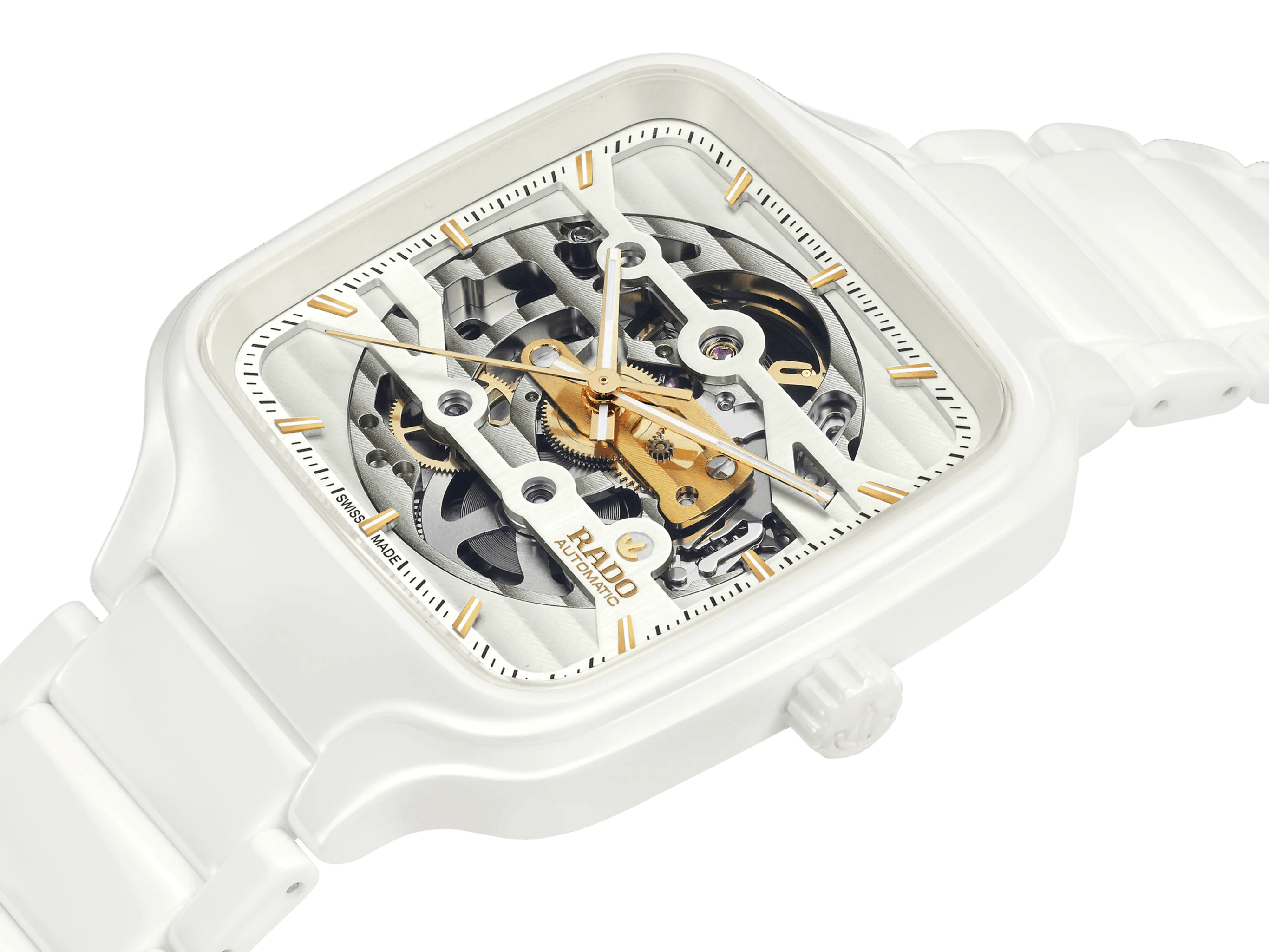 RADO True Square Automatic Skeleton White Ceramic 38mm Men s Watch Time Machine Plus